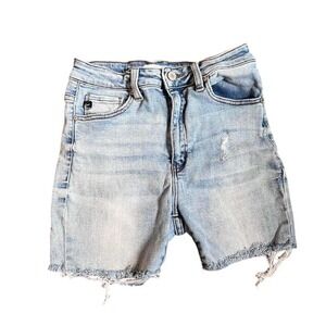 KanCan High Rise Distressed Denim Shorts Light Wash Frayed Hem Size 28 KC7115L
